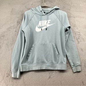 Nike Drawstring Hoodie Pullover Womens Small Light Blue Gym Sporty